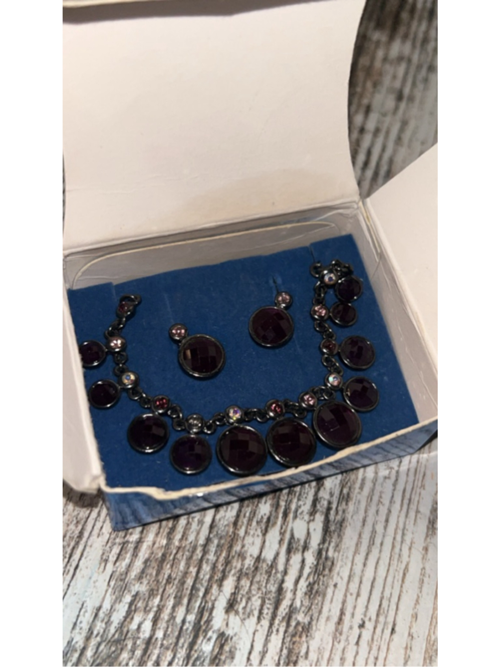 Women's Avon Purple & Black Bezel Necklace & Earring Gift Set, One Size - Picture 4 of 4